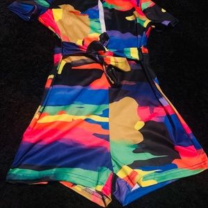 Multicolor camouflage romper